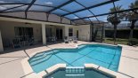 View of pool towards shady lanai - hedge to left side of pool ensures privacy by the poolside with this Orlando Villa for rent direct from owner