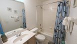 Villa rentals near Disney direct with owner, check out the Family bathroom #3 with bath & shower over, single vanity & WC