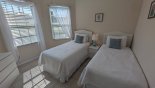 Bedroom #4 with LCD cable TV & views onto front gardens from Highlands Reserve rental Villa direct from owner