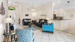 Living room viewed towards kitchen with this Orlando Villa for rent direct from owner