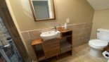 Family bathroom #3 with bath & shower over, single vanity and WC from Rolling Hills Estates rental Villa direct from owner
