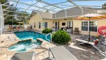 View of pool & spa towards covered lanai from Captiva 1 Villa for rent in Orlando