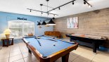 Games room with AC, pool table, air hockey, table foosball, 75