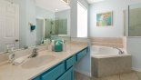 Villa rentals near Disney direct with owner, check out the Master #1 ensuite bathroom with large bath, walk-in shower, his & hers sinks & separate WC