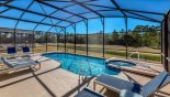 Large pool deck with 8 sun loungers & stunning views - gets the sun all day - www.iwantavilla.com is the best in Orlando vacation Villa rentals