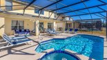 Spacious rental Emerald Island Resort Villa in Orlando complete with stunning View of pool & spa towards covered lanai