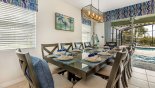 Orlando Villa for rent direct from owner, check out the Dining area with large table & 10 chairs - views and access onto pool deck