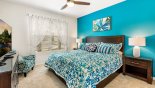 Spacious rental Solterra Resort Villa in Orlando complete with stunning Ground floor ensuite bedroom #7 with king sized bed, Roku Smart TV & views onto front gardens
