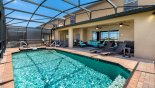 Spacious rental Windsor at Westside Villa in Orlando complete with stunning Pool viewed towards covered lanai