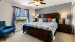 Villa rentals near Disney direct with owner, check out the Bedroom #5 with king sized bed and views onto pool deck & lake beyond