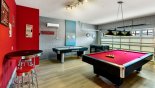 Air conditioned games room with pool table, air hockey, table foosball and more... - www.iwantavilla.com is your first choice of Villa rentals in Orlando direct with owner