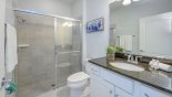 Villa rentals in Orlando, check out the Family bathroom #6 with walk-in shower, single sink and WC - adjacent to front queen bedroom