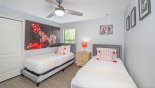 Bedroom #6 with twin beds & Mickey & Minnie theming - www.iwantavilla.com is the best in Orlando vacation Villa rentals