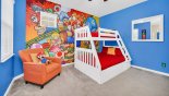 Villa rentals in Orlando, check out the Bedroom #4 with Super Mario theming and bunk beds (twin over full-size) plus twin trundle bed