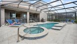 Pool & spa viewed towards covered lanai from Solterra Resort rental Villa direct from owner