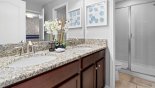 Villa rentals in Orlando, check out the Jack & Jill bathroom #3 with his & hers sinks, and lock off toilet and walk-in shower